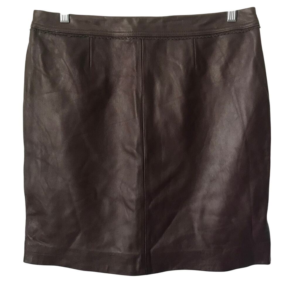 Jaclyn Smith Skirt Size 16 Womens Leather Lambskin Dark Brown Burgundy NWT